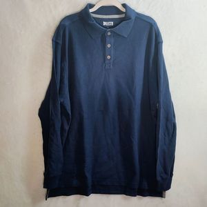 Men's Duluth trading blue collared long sleeve Henley shirt large